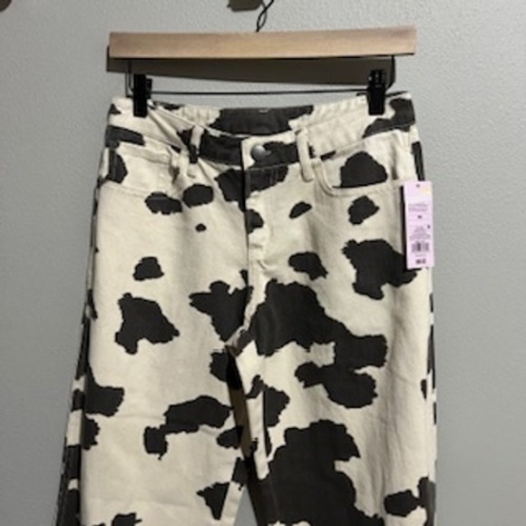Wild Fable Womens Brown Cow Print High Rise Wide Leg Denim Pants XS New - Picture 12 of 13
